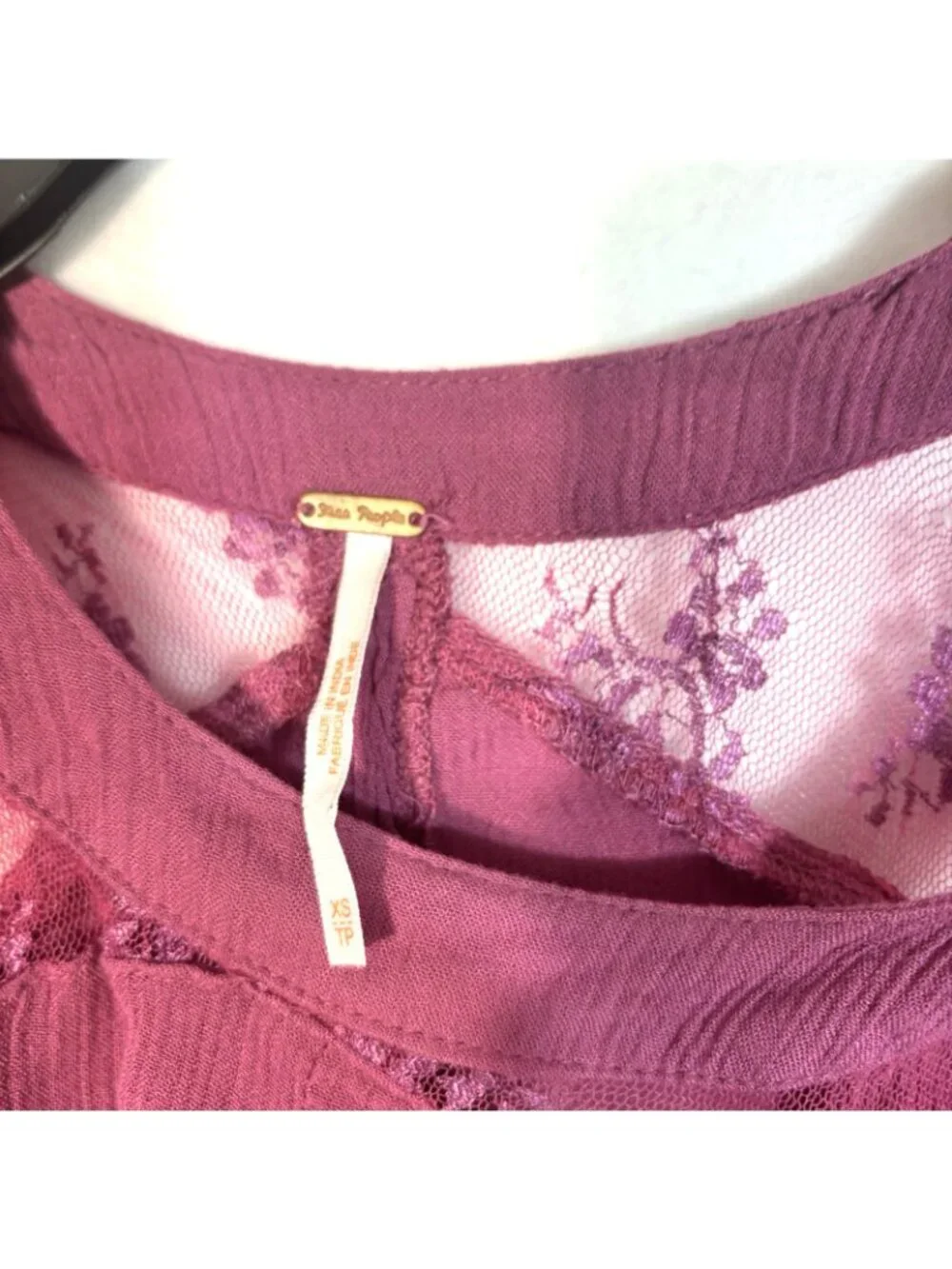 Free People Cold Shoulder Lace Cut Out Tunic Mauve Dusty Rose Oversized XS